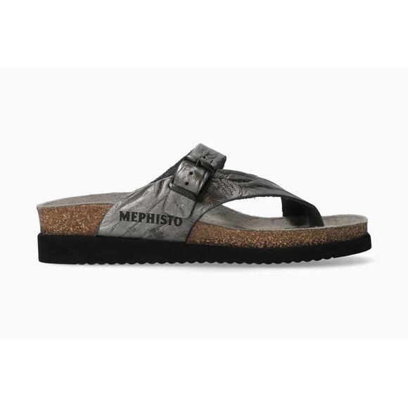MEPHISTO Helen Women’s Metallic Gray Leather Sandals Sz 42 - Picture 1 of 8